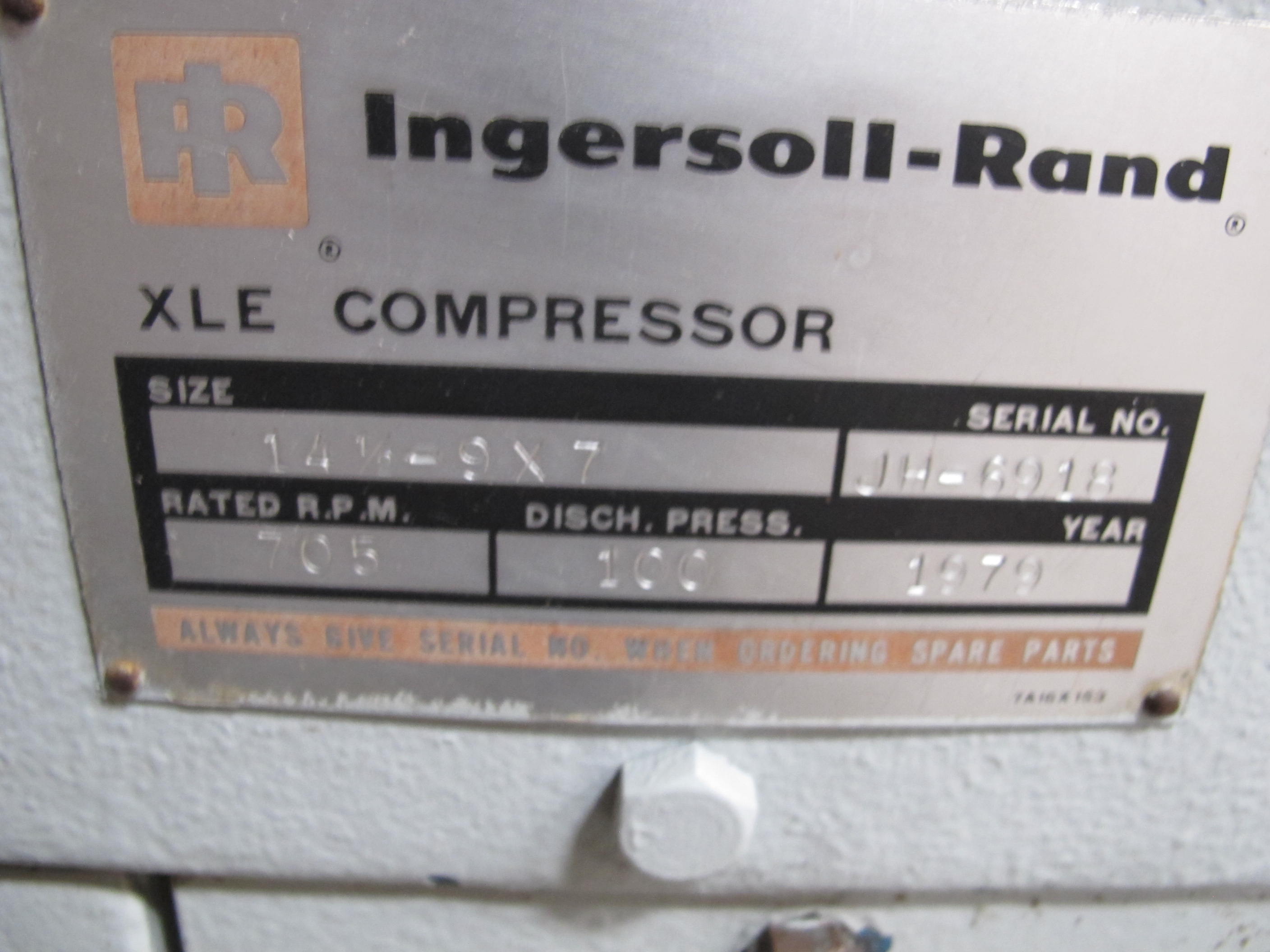 INGERSOLL-RAND XLE COMPRESSOR, TRAINING-AID. LOADING & HANDLING FEE $30-4605